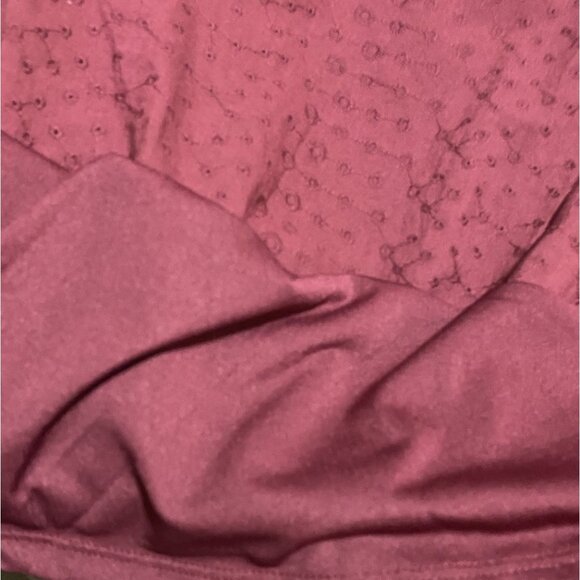 Lane Bryant Short Sleeve Embroidered Eyelet Burgundy Babydoll Top Plus Size 16 - Picture 11 of 12